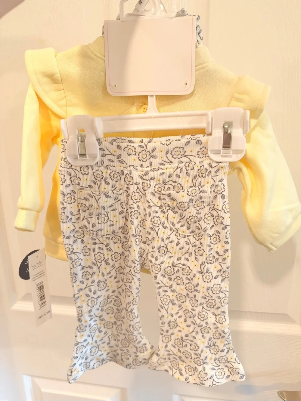 Baby Girls Yellow Floral Applique Matching Set with Headband